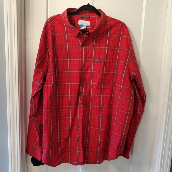 Columbia Sportswear Company Red Button Down Long Sleeve Men’s Shirt XXL - Picture 1 of 5